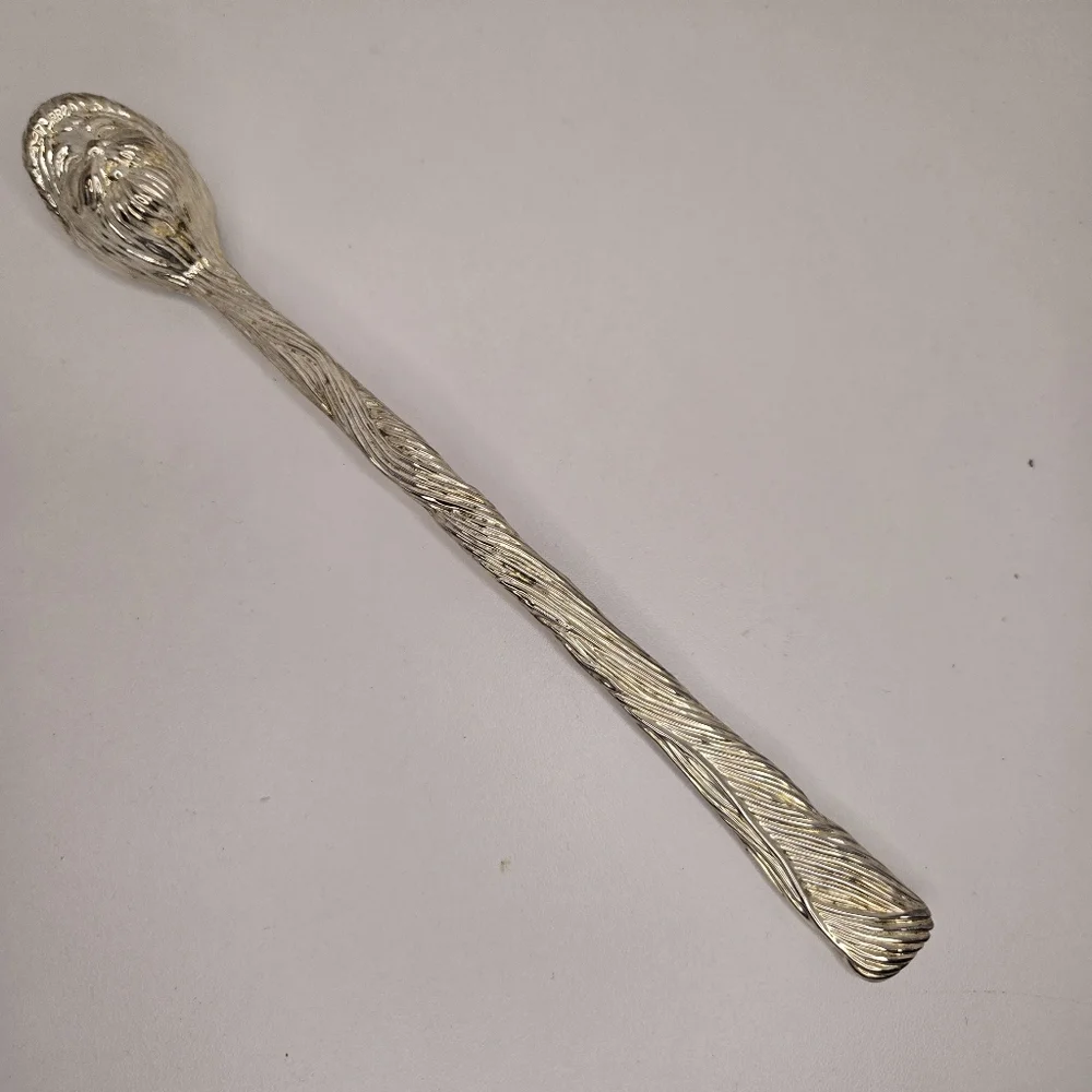 Vintage Silver Tone Metal Santa Claus Head Candle Snuffer 9.5